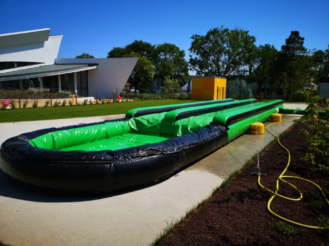 location de jeux aquatiques gonflables - LE VENTRIGLISSE VERT 2 PISTES